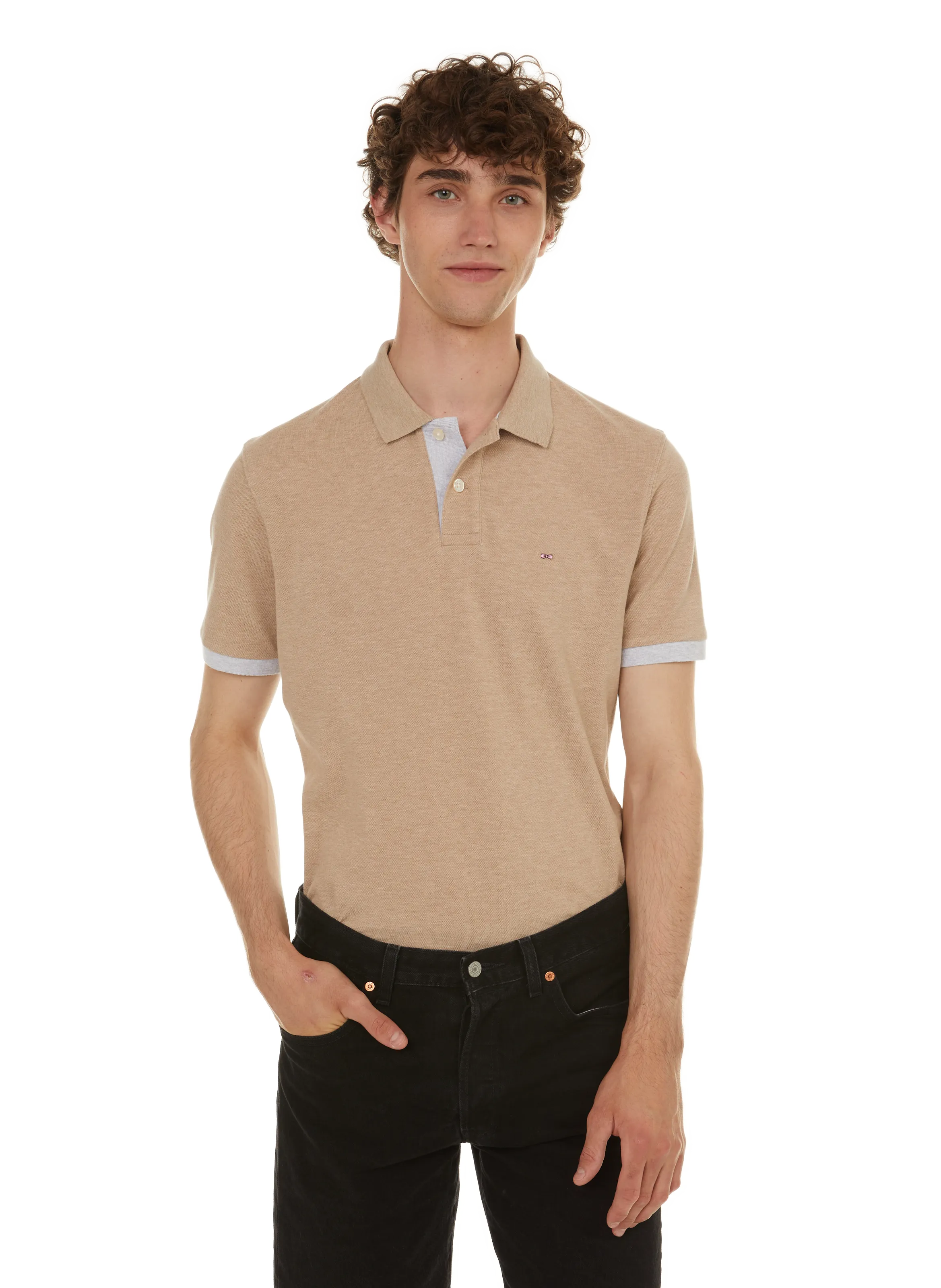 EDEN PARK  Polo bicolore en coton - Beige