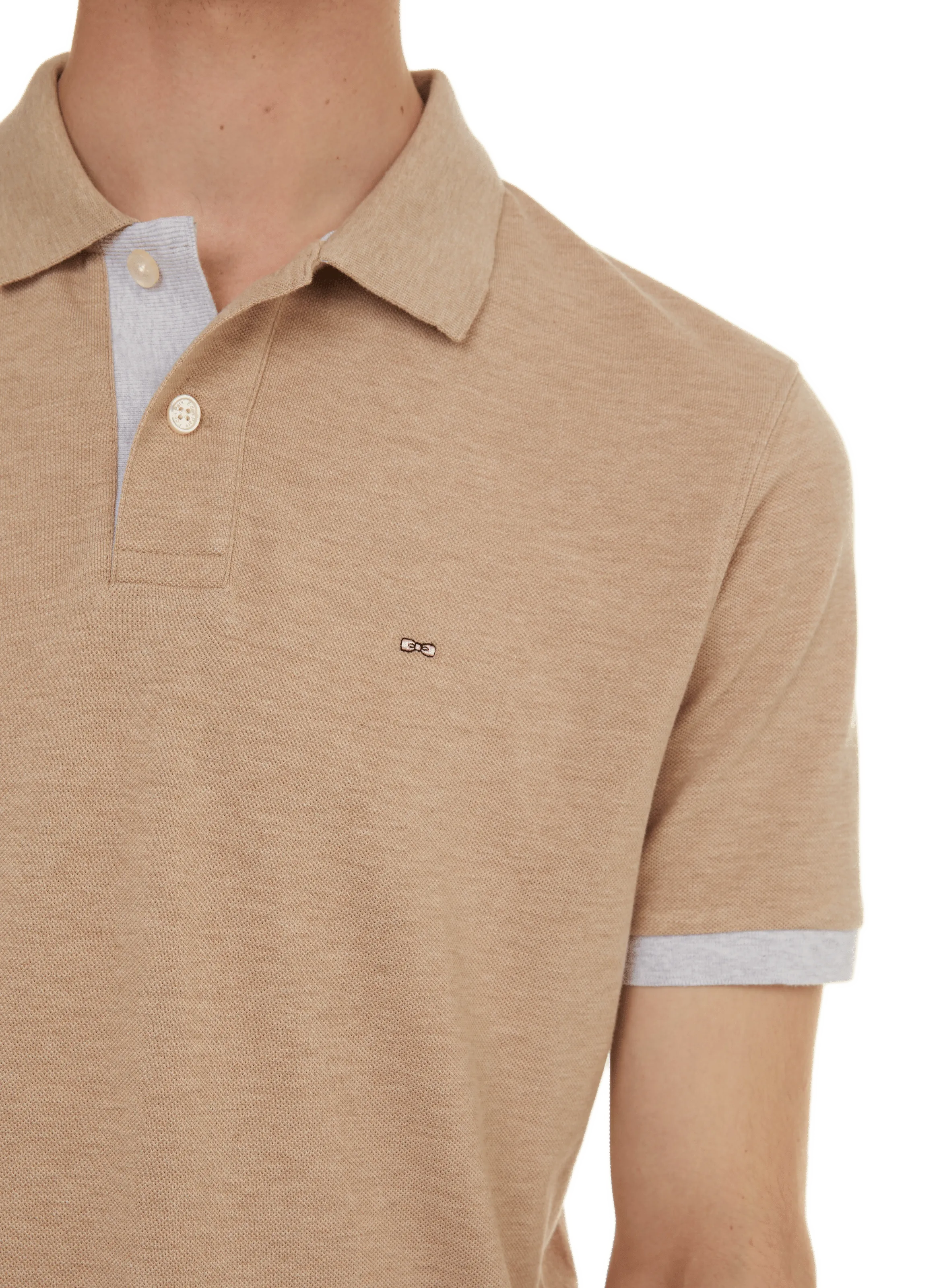 EDEN PARK  Polo bicolore en coton - Beige