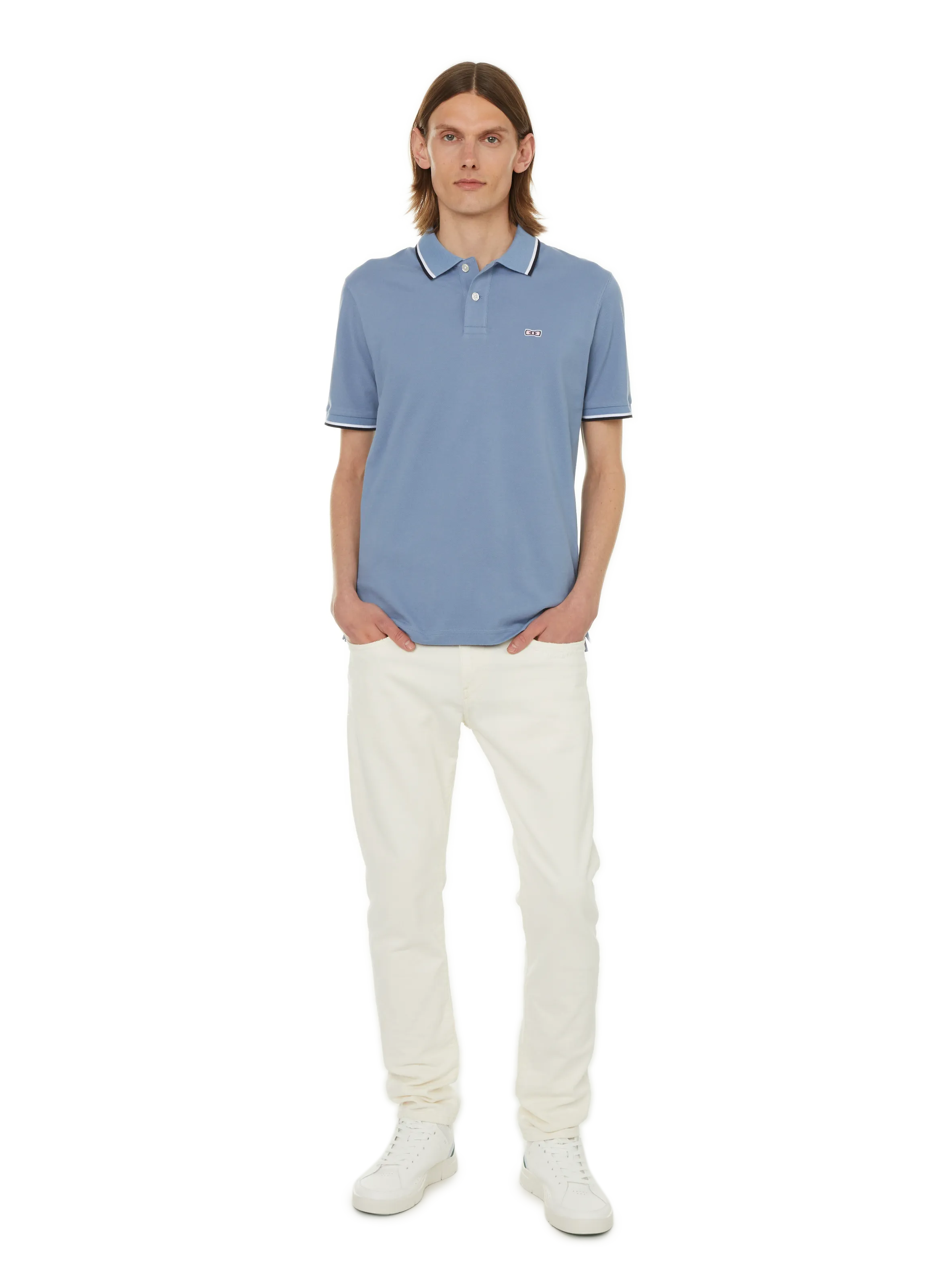 EDEN PARK  Polo uni en coton - Bleu