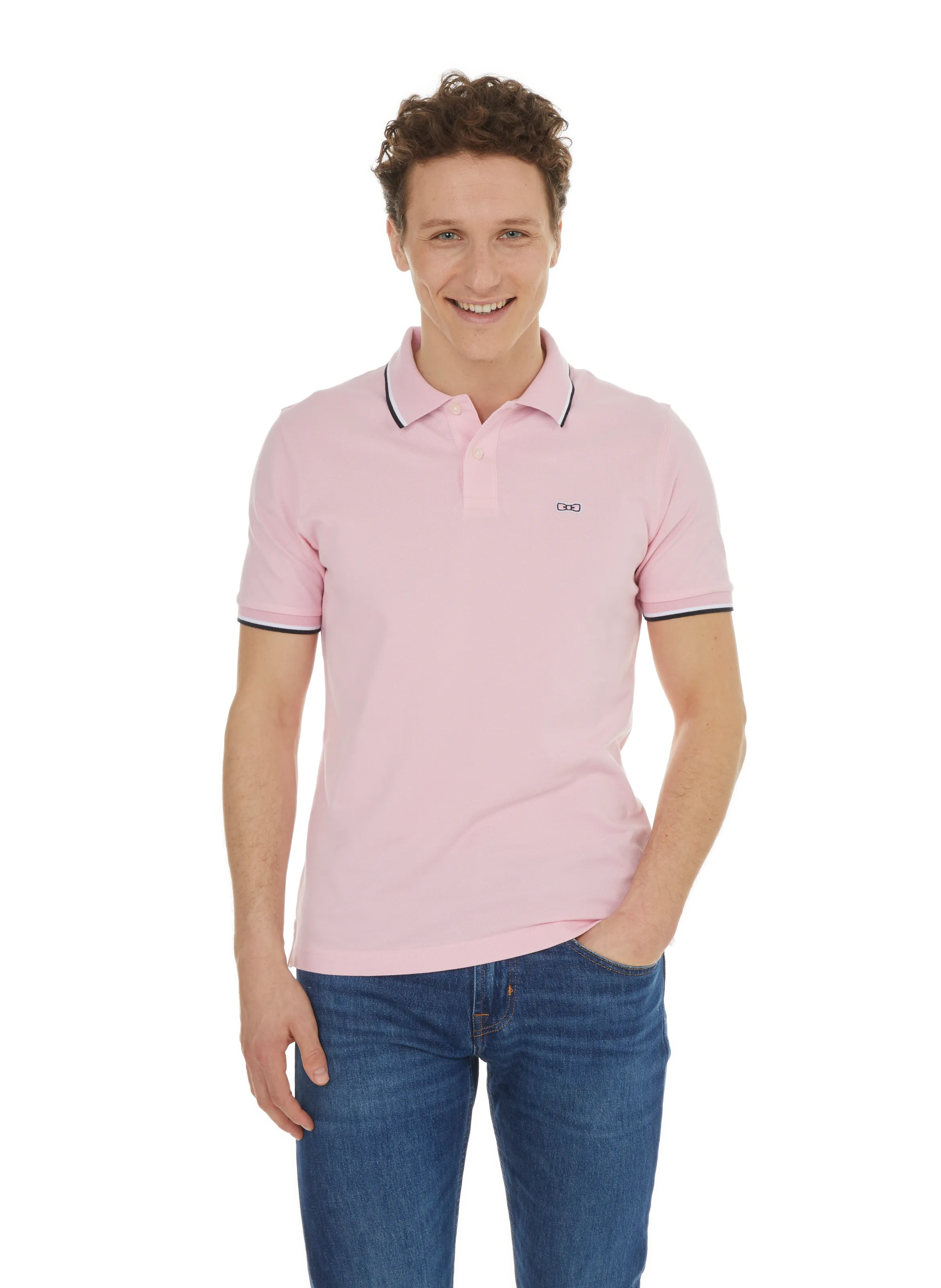 EDEN PARK  Polo uni en coton - Rose