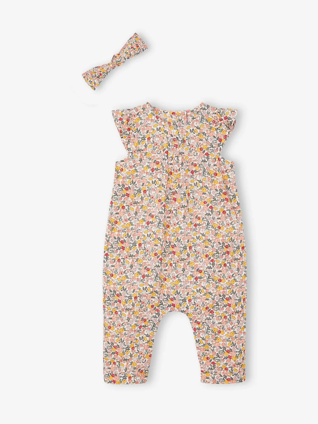 Ensemble combinaison + bandeau imprimés bébé fille rose imprimé - Vertbaudet