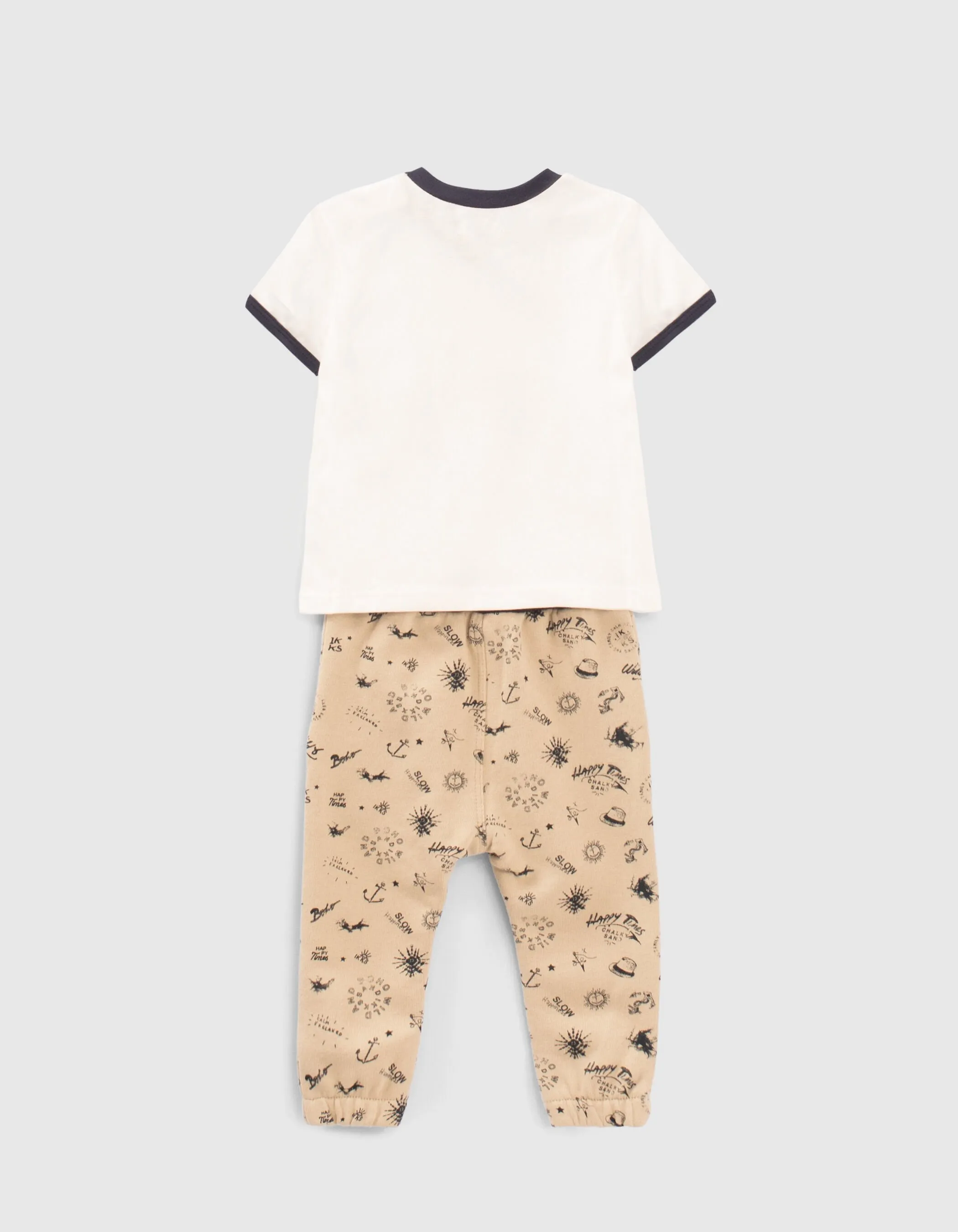 Ensemble jogging imprimé et T-shirt blanc bébé garçon