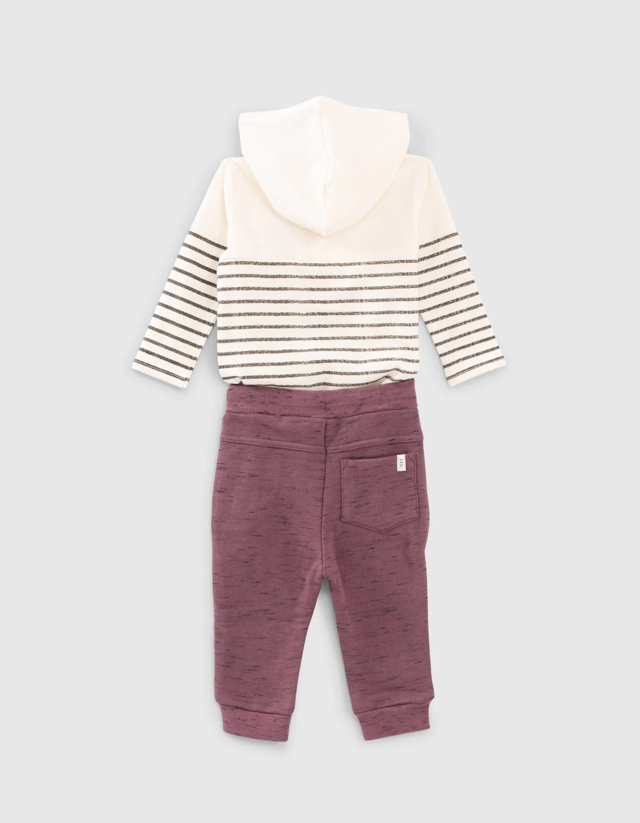 Ensemble T-shirt écru et jogging purple bébé garçon 