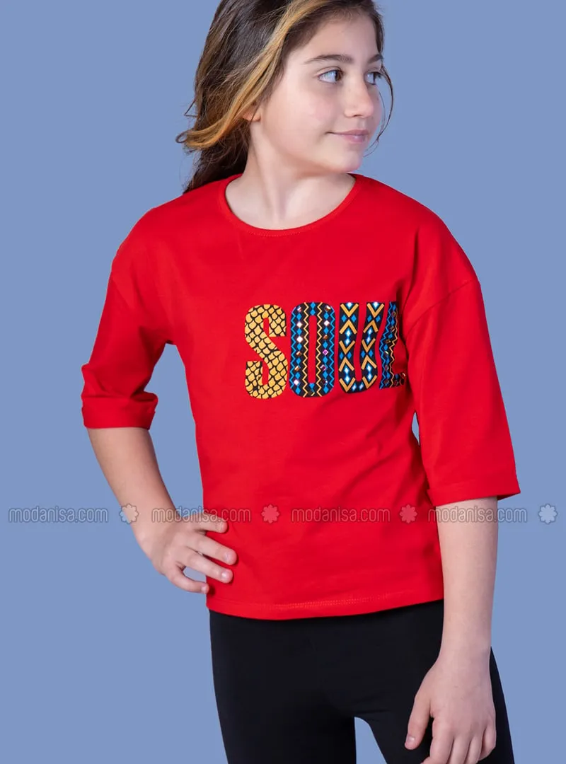 Girl's Printed T-Shirt Red