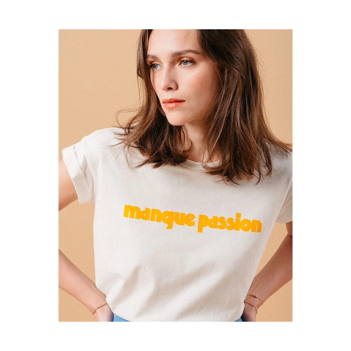 Grace et Mila - T-shirt femme blanc Mangue passion