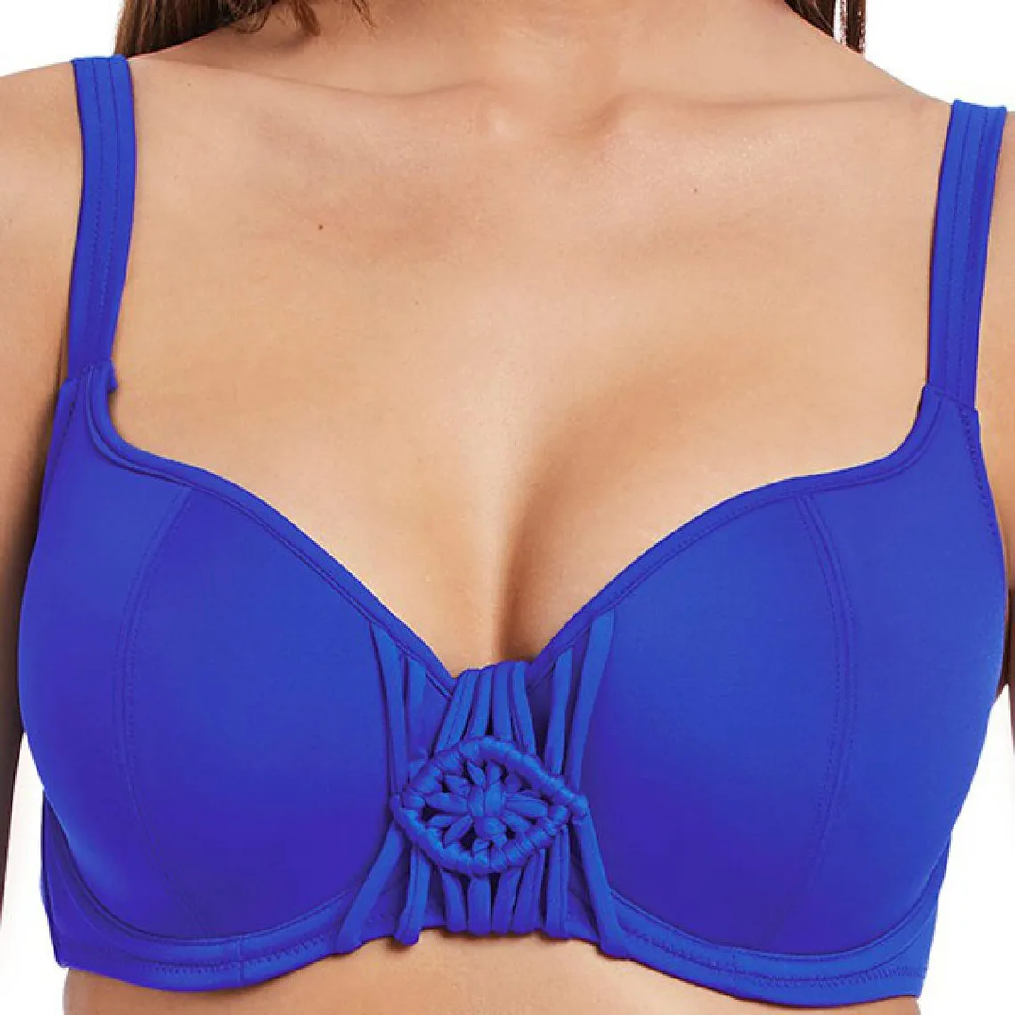 Haut de maillot de bain décolleté coeur paddé à armatures Bleu MACRAME | 3 Suisses