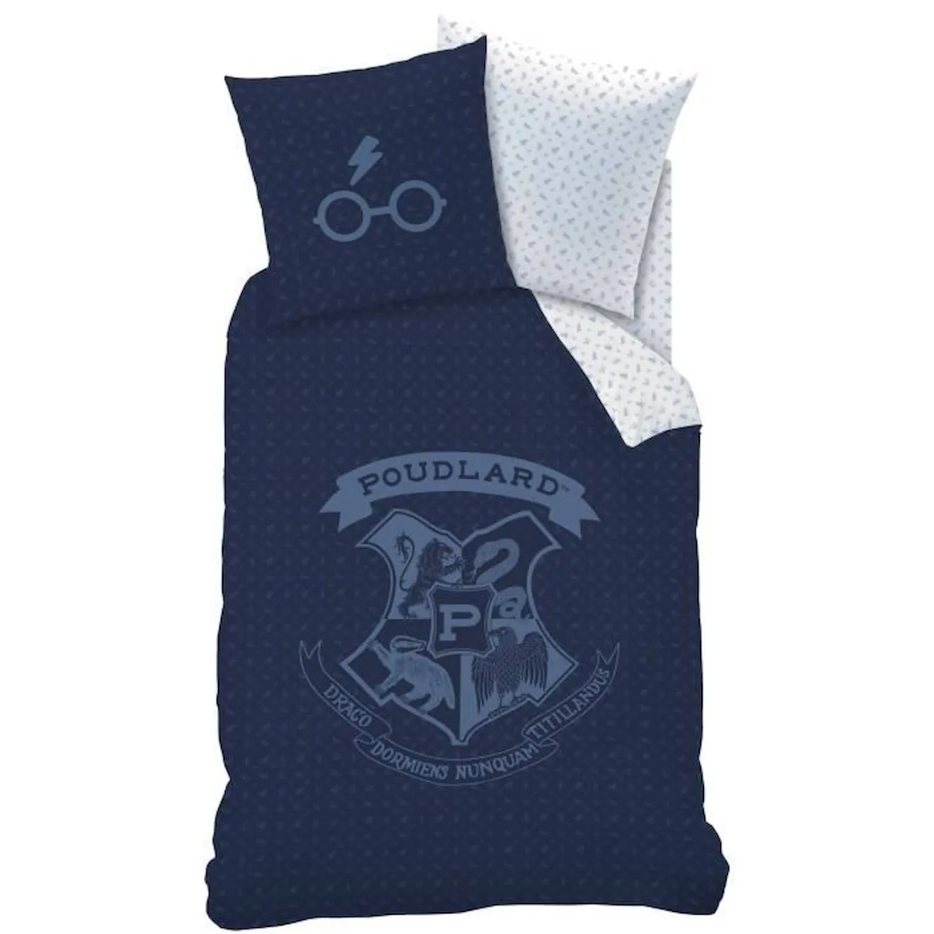 Housse de couette et taie d'oreiller Harry Potter - Middle - 100% coton - 140x200 cm - Bleu bleu - Warner Bros