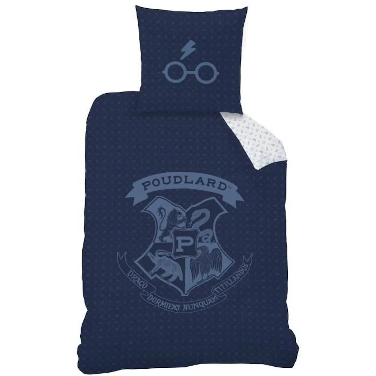 Housse de couette et taie d'oreiller Harry Potter - Middle - 100% coton - 140x200 cm - Bleu bleu - Warner Bros