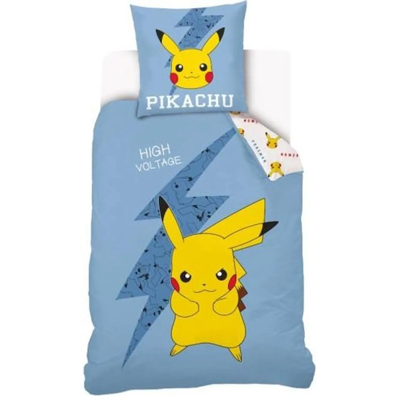 Housse de couette Pikachu réversible enfant - Nintendo - 140x200 cm - 100% coton bleu - Nintendo