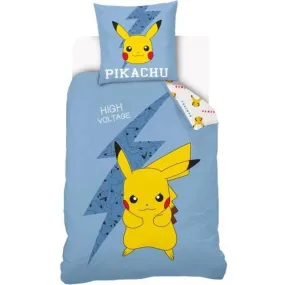 Housse de couette Pikachu réversible enfant - Nintendo - 140x200 cm - 100% coton bleu - Nintendo