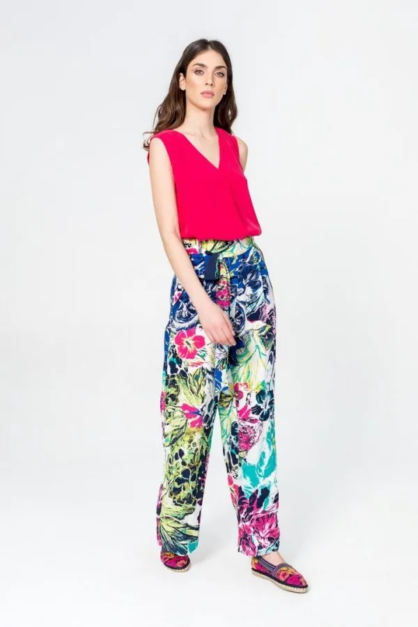 Ivko Pantalon 201271 imprimé floral white