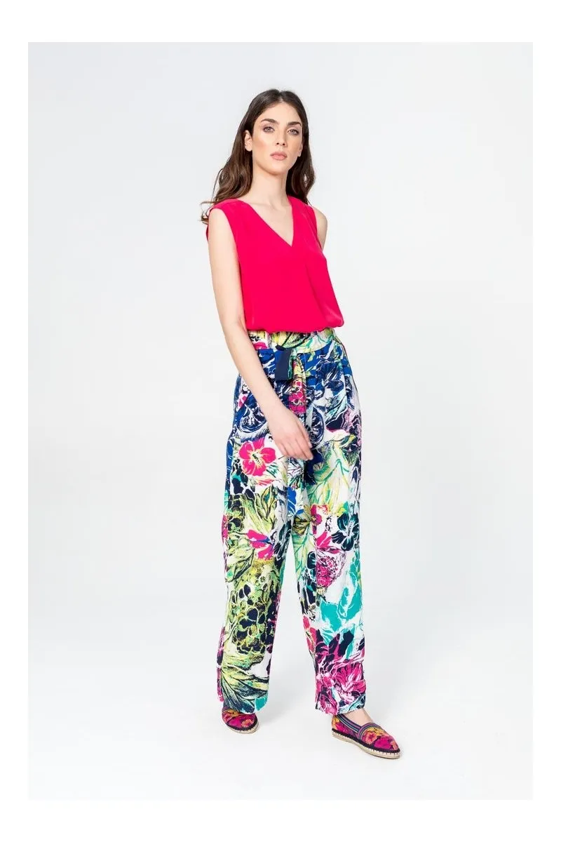 Ivko Pantalon 201271 imprimé floral white