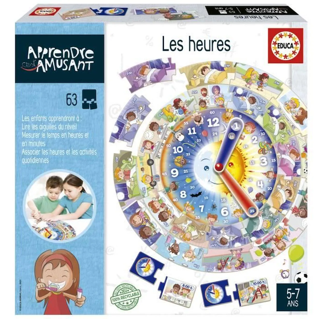 Jeu d'apprentissage - EDUCA - Les Heures bleu - Educa