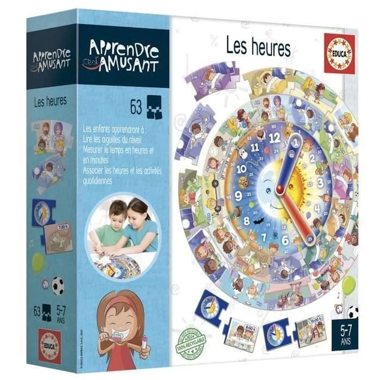 Jeu d'apprentissage - EDUCA - Les Heures bleu - Educa