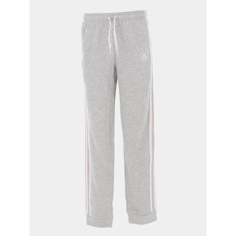 Jogging de sport coton 3 bandes gris /rose fille - Adidas | wimod