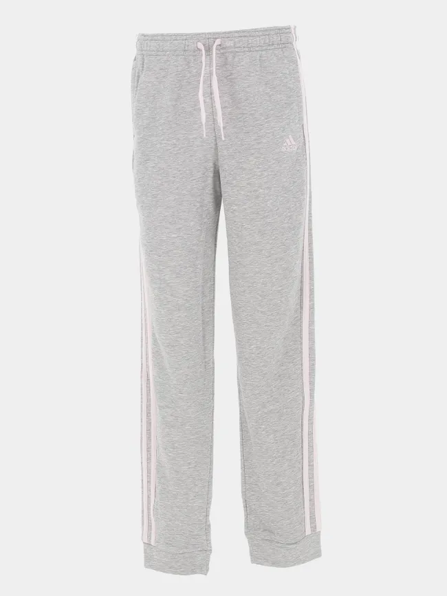 Jogging de sport coton 3 bandes gris /rose fille - Adidas | wimod