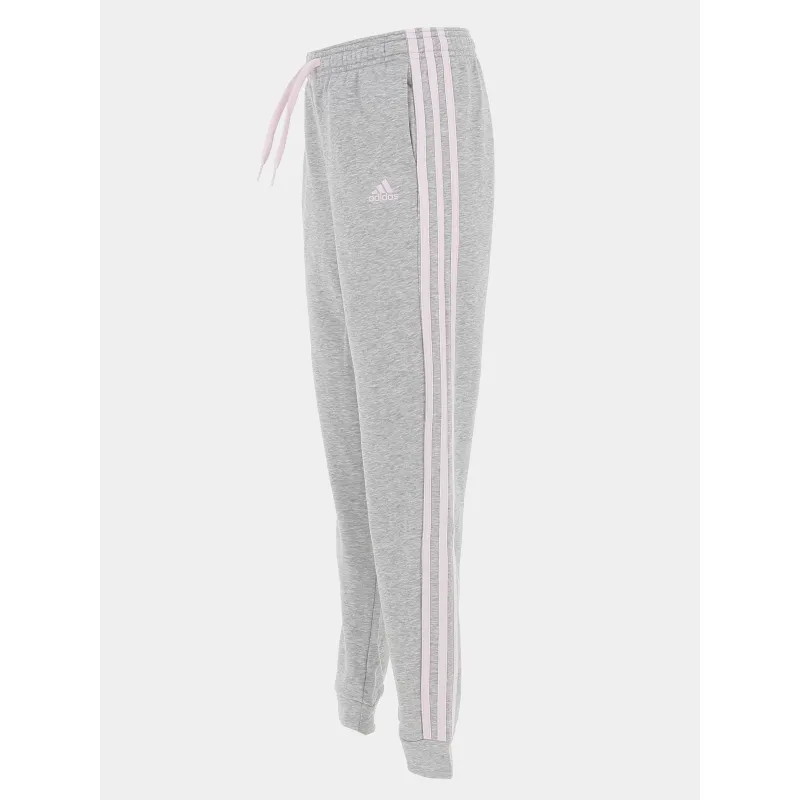 Jogging de sport coton 3 bandes gris /rose fille - Adidas | wimod