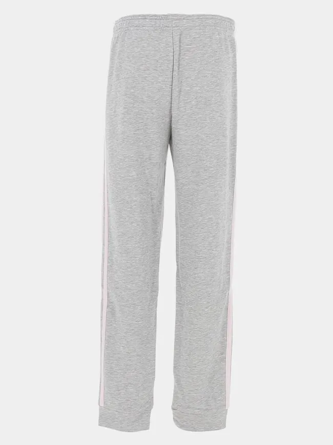 Jogging de sport coton 3 bandes gris /rose fille - Adidas | wimod