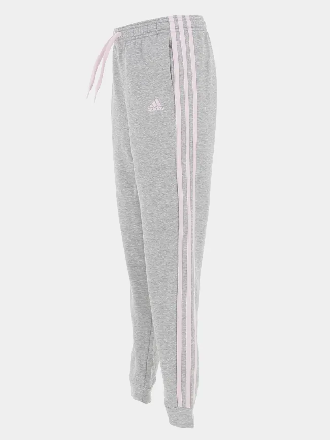 Jogging de sport coton 3 bandes gris /rose fille - Adidas | wimod