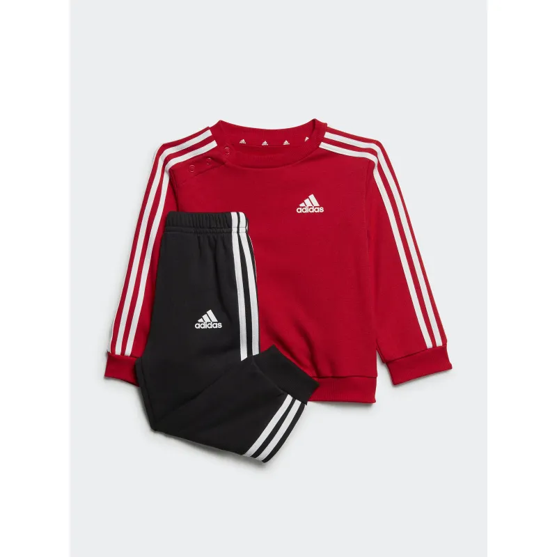 Jogging de sport coton 3 bandes gris /rose fille - Adidas | wimod