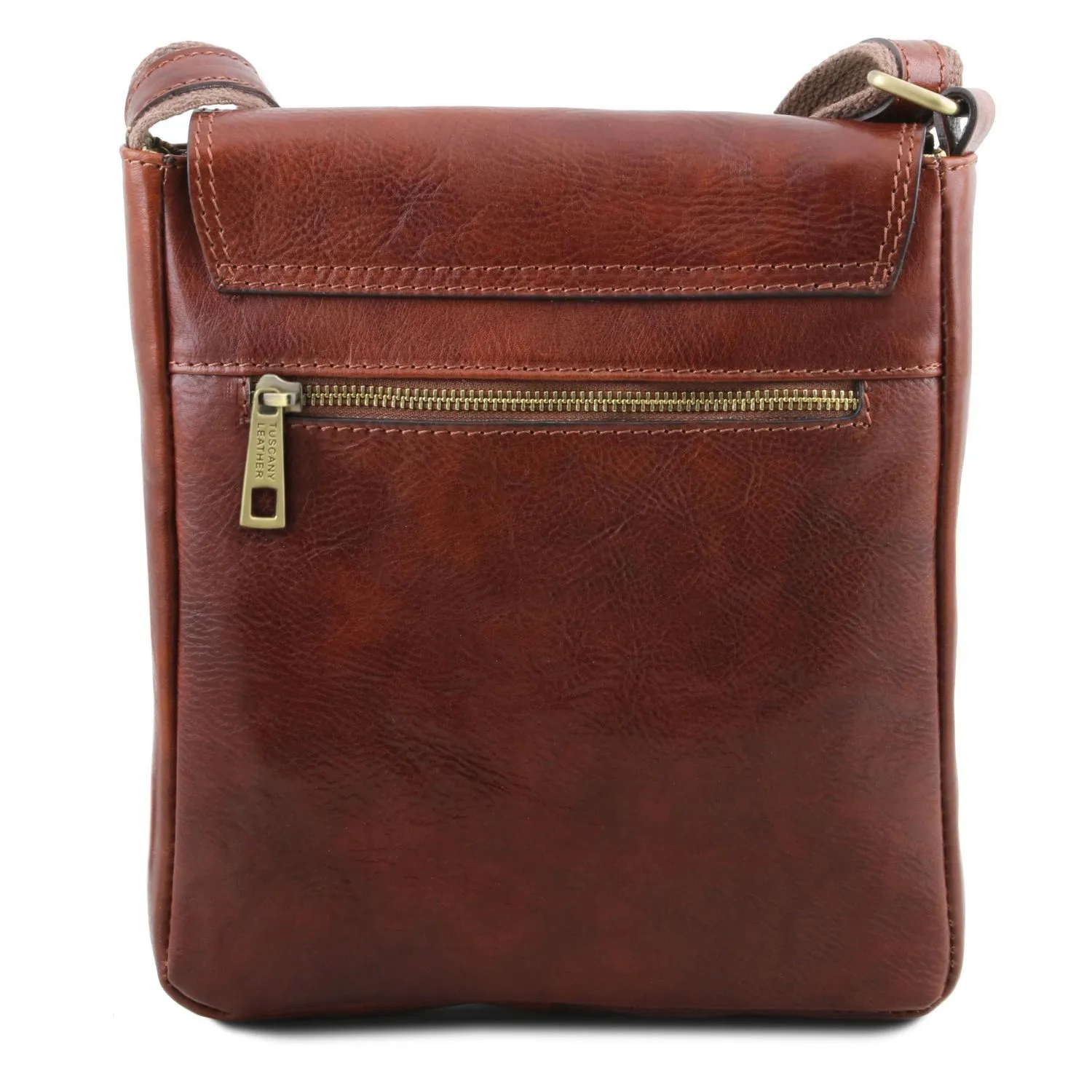 John - Sac en Cuir Pour Homme Avec zip Frontal Marron Foncé TL141408