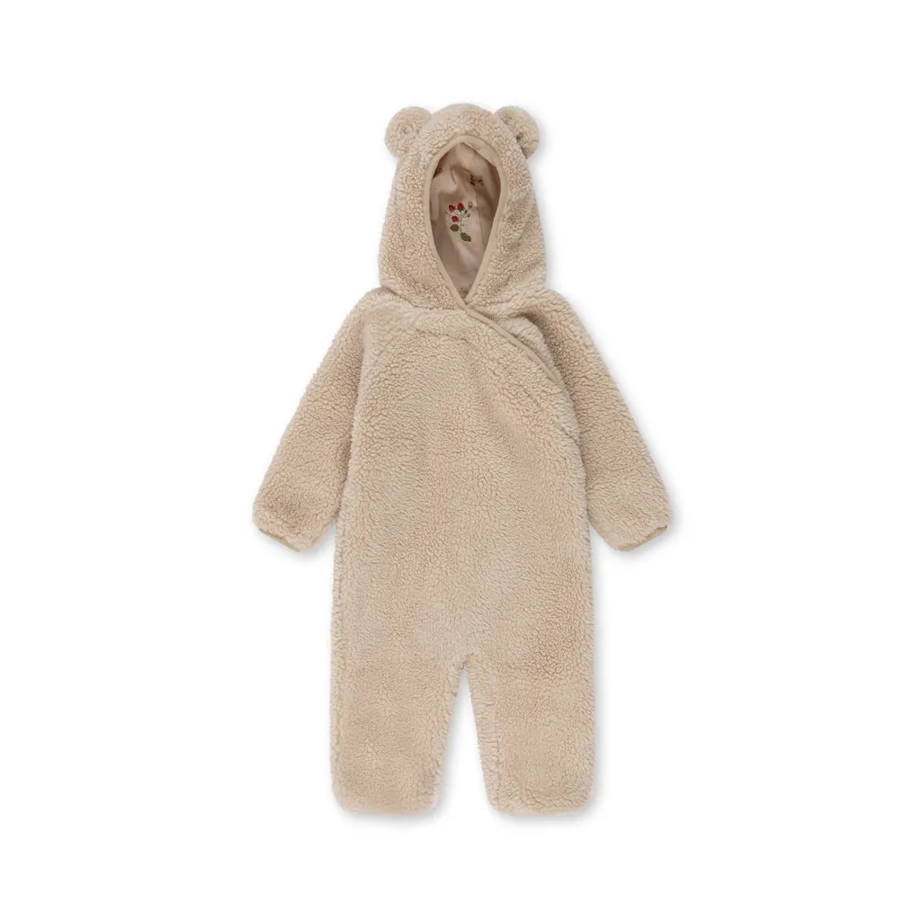 KONGES SLOJD - Combinaison bébé Grizz en peluche Teddy Cream Off White