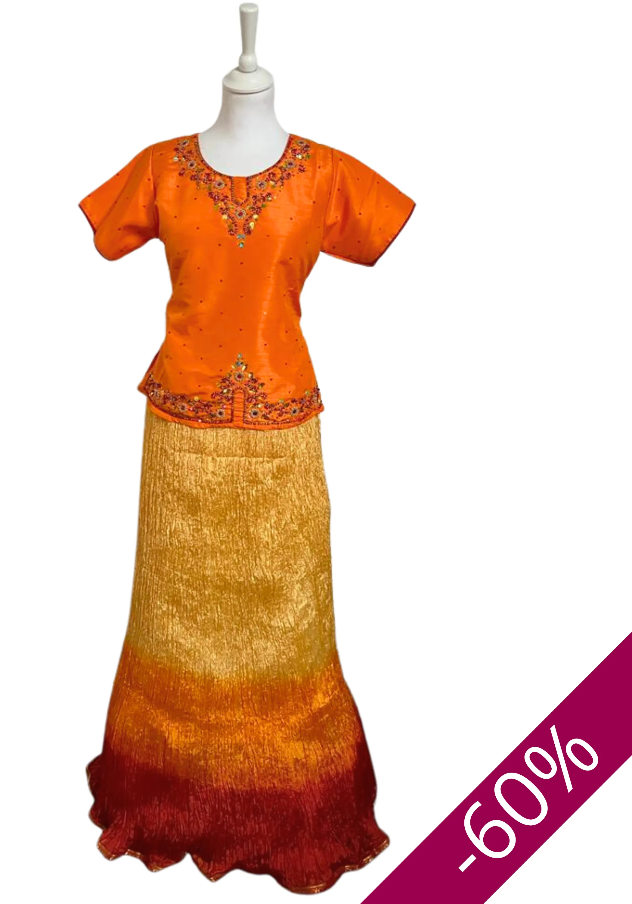 Lehenga orange Neela - Taille 38/40