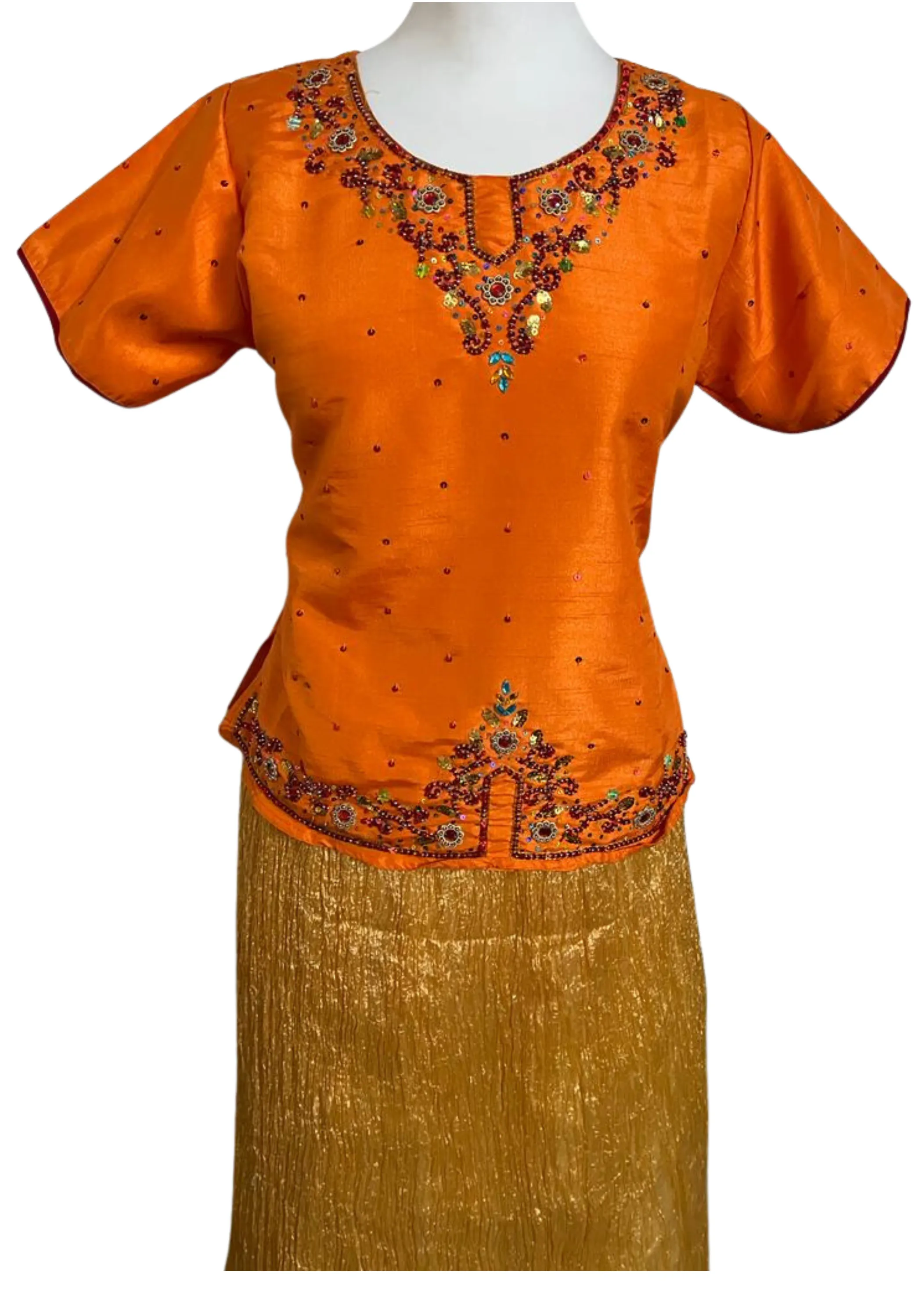 Lehenga orange Neela - Taille 38/40