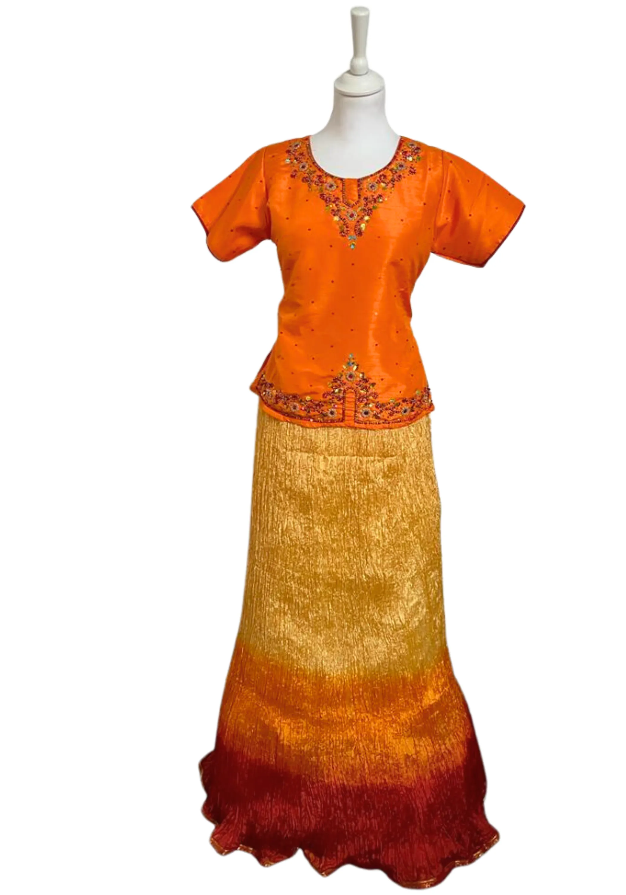 Lehenga orange Neela - Taille 38/40