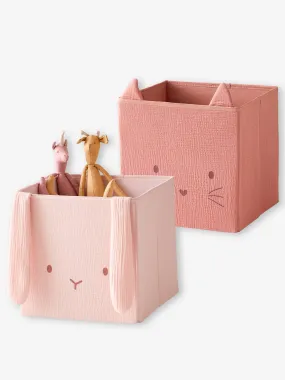 Lot de 2 bacs animaux en gaze de coton lot rose - Vertbaudet