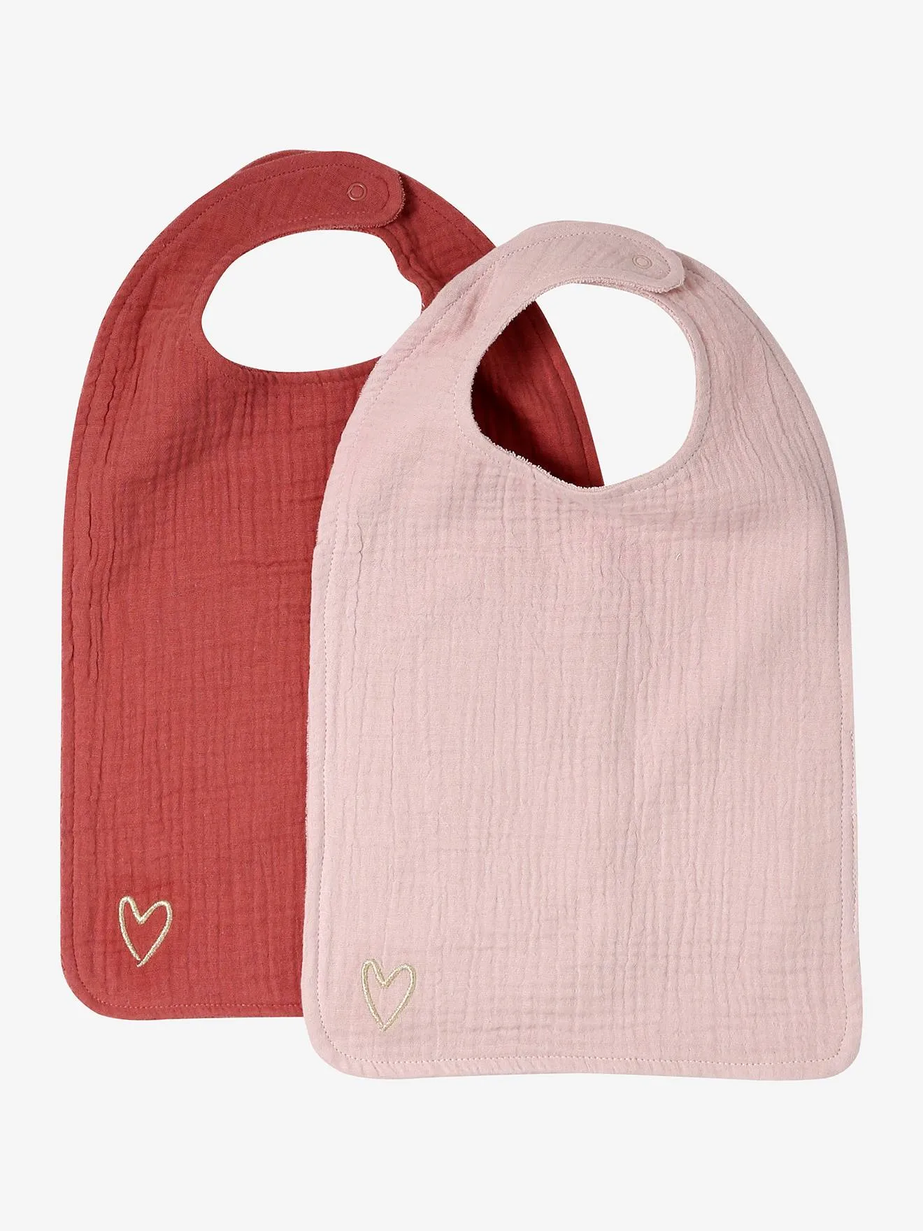 Lot de 2 bavoirs personnalisables en gaze de coton lot rose - Vertbaudet