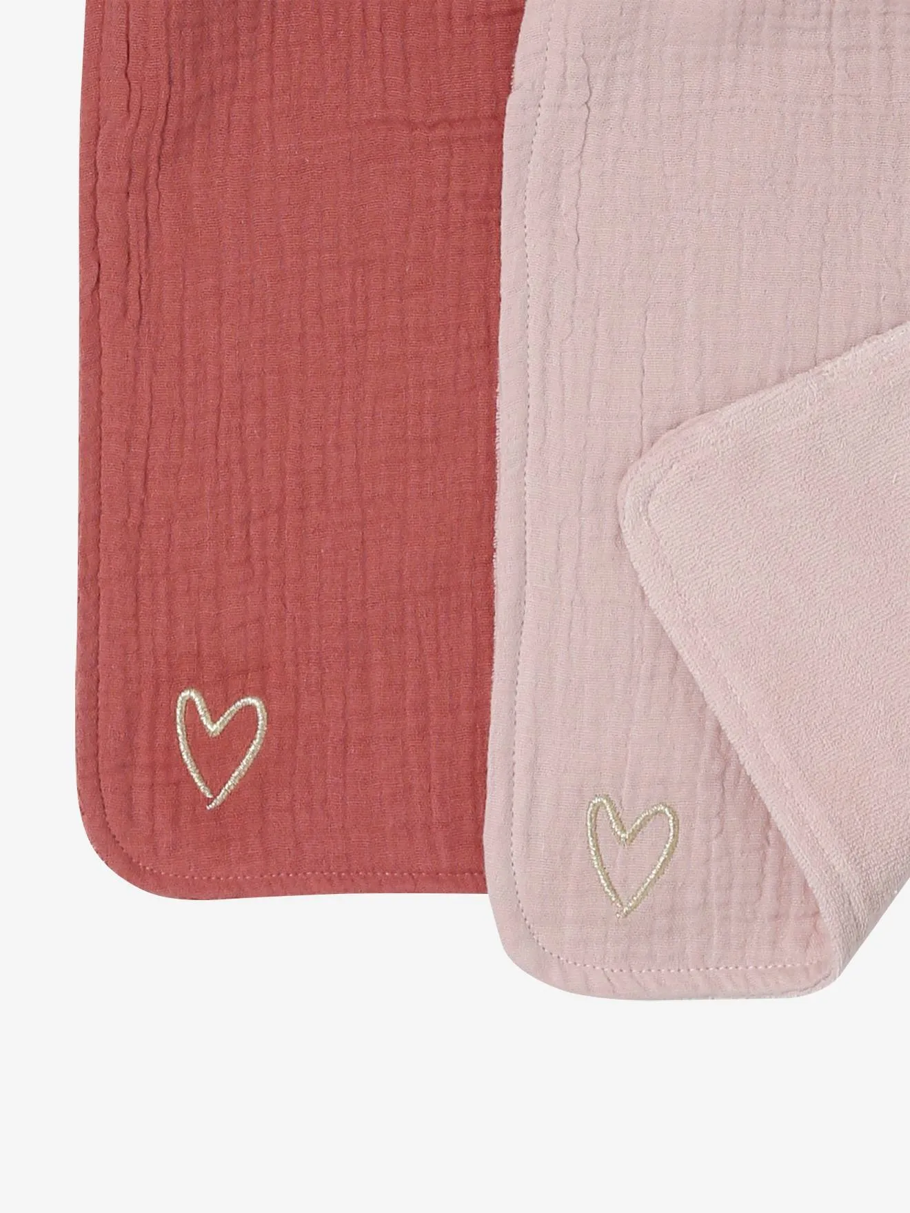 Lot de 2 bavoirs personnalisables en gaze de coton lot rose - Vertbaudet