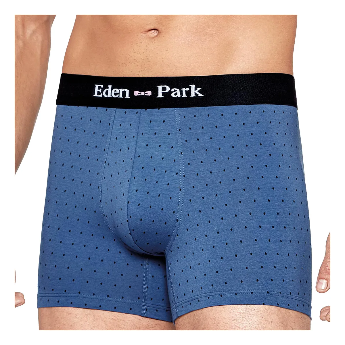 Lot de 2 boxers en coton unis et à pois bleu de la marque Eden Park