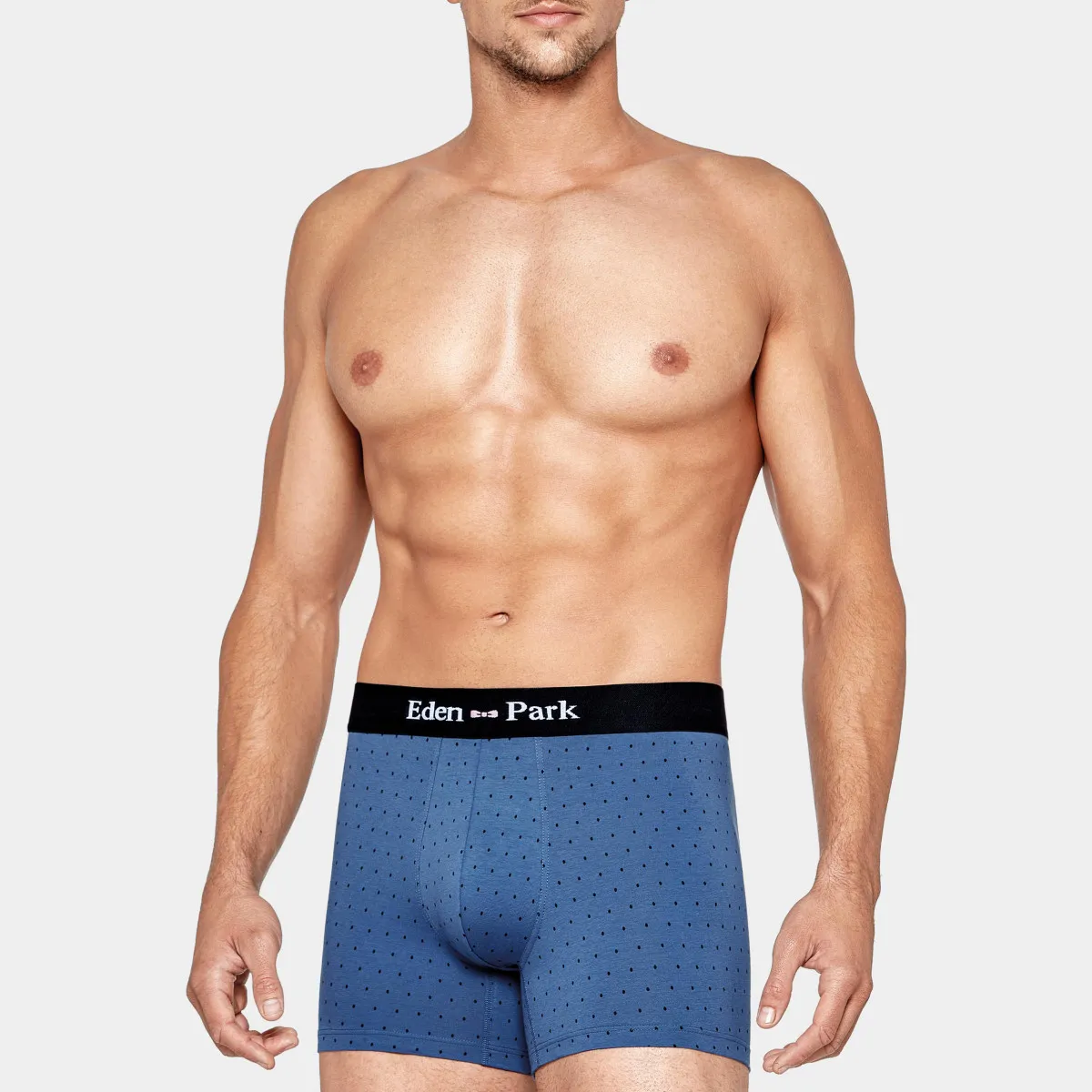 Lot de 2 boxers en coton unis et à pois bleu de la marque Eden Park