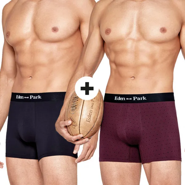 Lot de 2 boxers en coton unis et à pois de la marque Eden Park