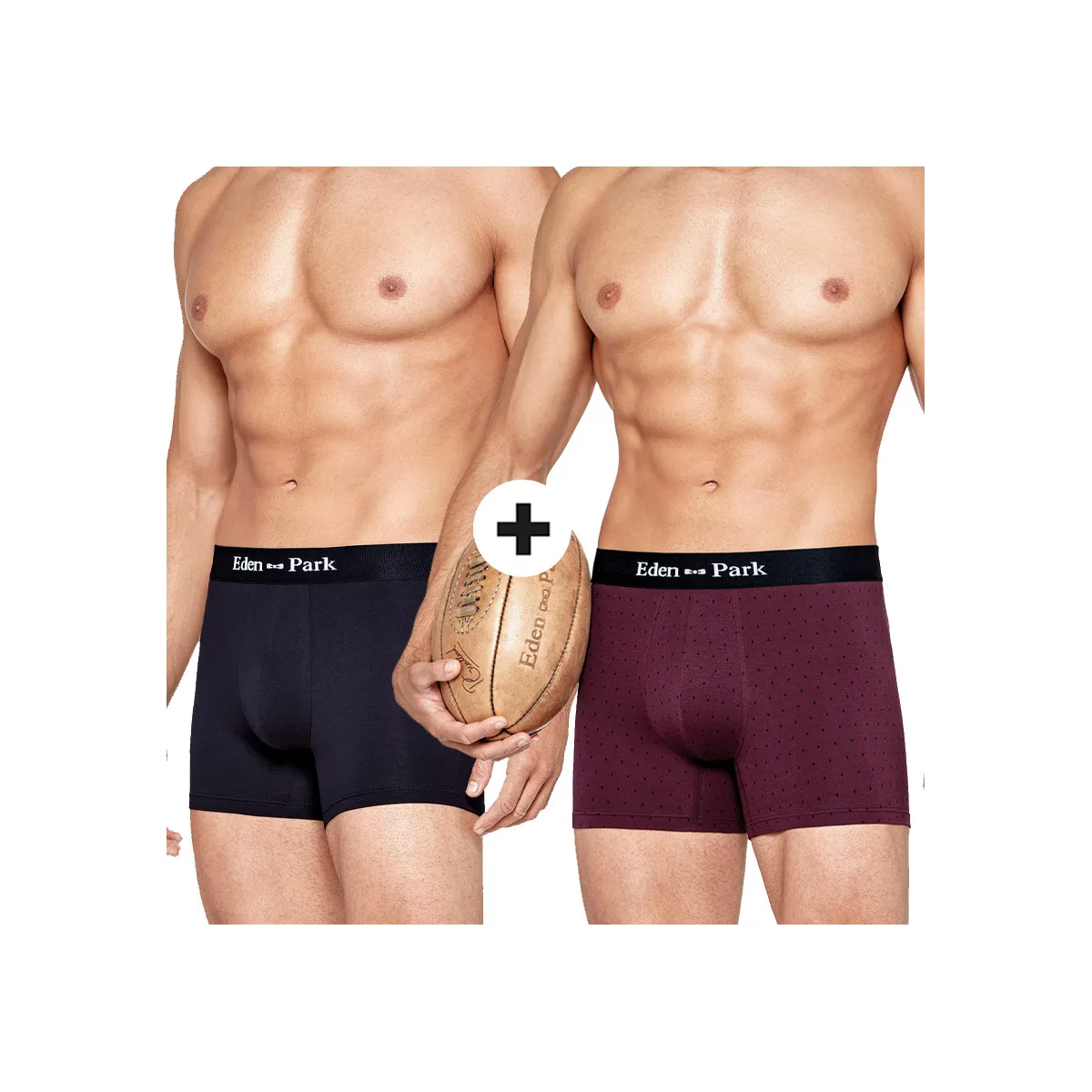 Lot de 2 boxers en coton unis et à pois de la marque Eden Park