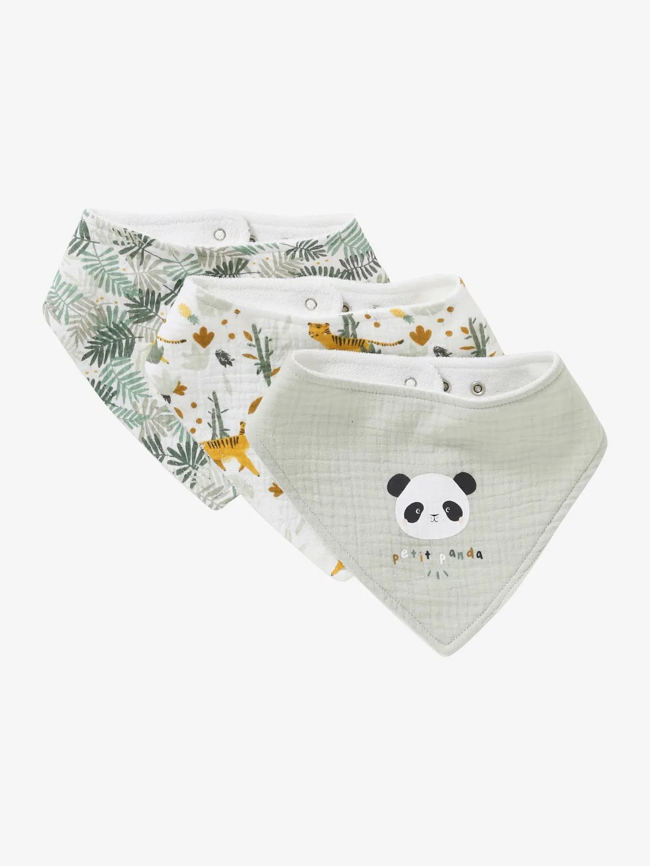 Lot de 3 bavoirs bandanas en gaze de coton vieux rose - Vertbaudet