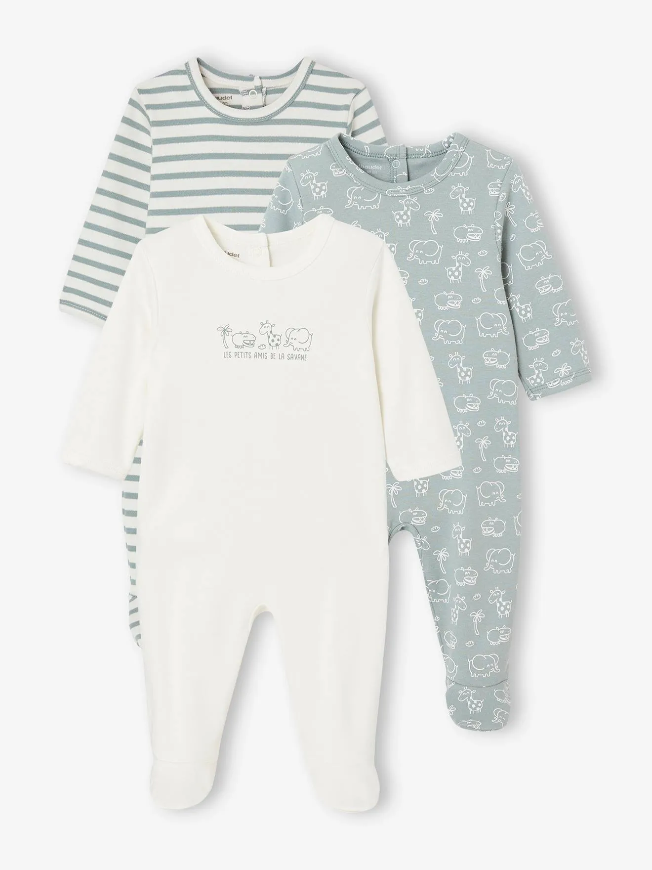 Lot de 3 dors-bien bébé en interlock BASICS rose - Vertbaudet