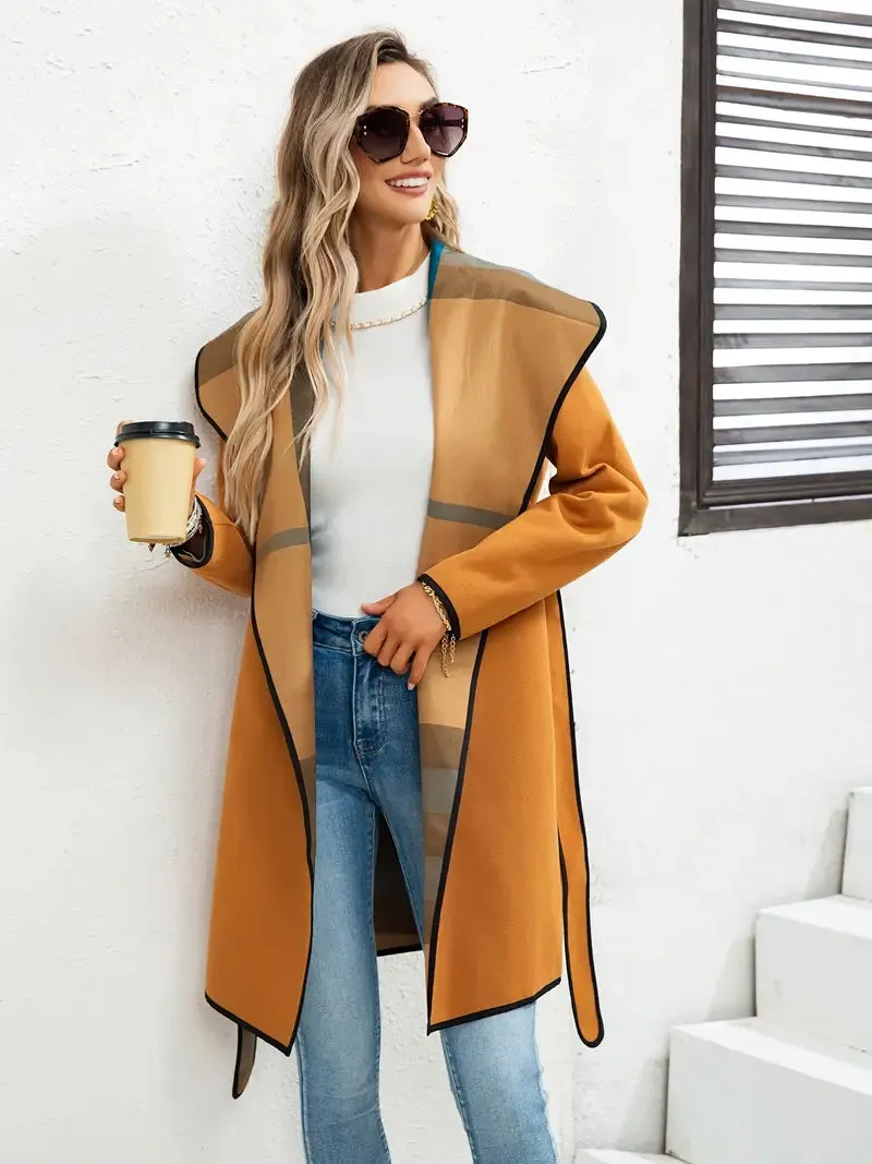 Manteau avec col en cascade et ceinture