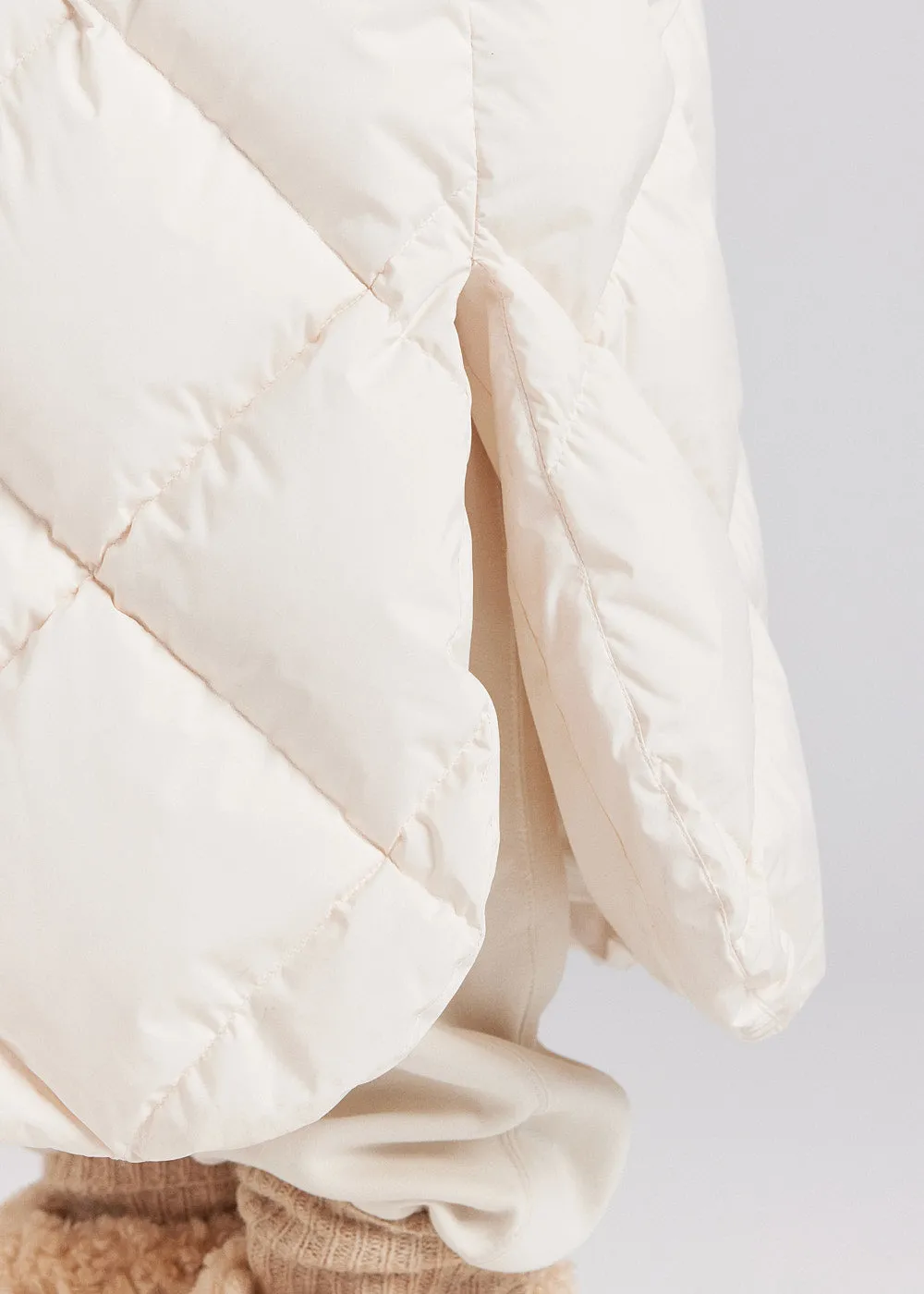 Manteau long pour femme en duvet naturel Pyrenex Adele Coat blanc cassé