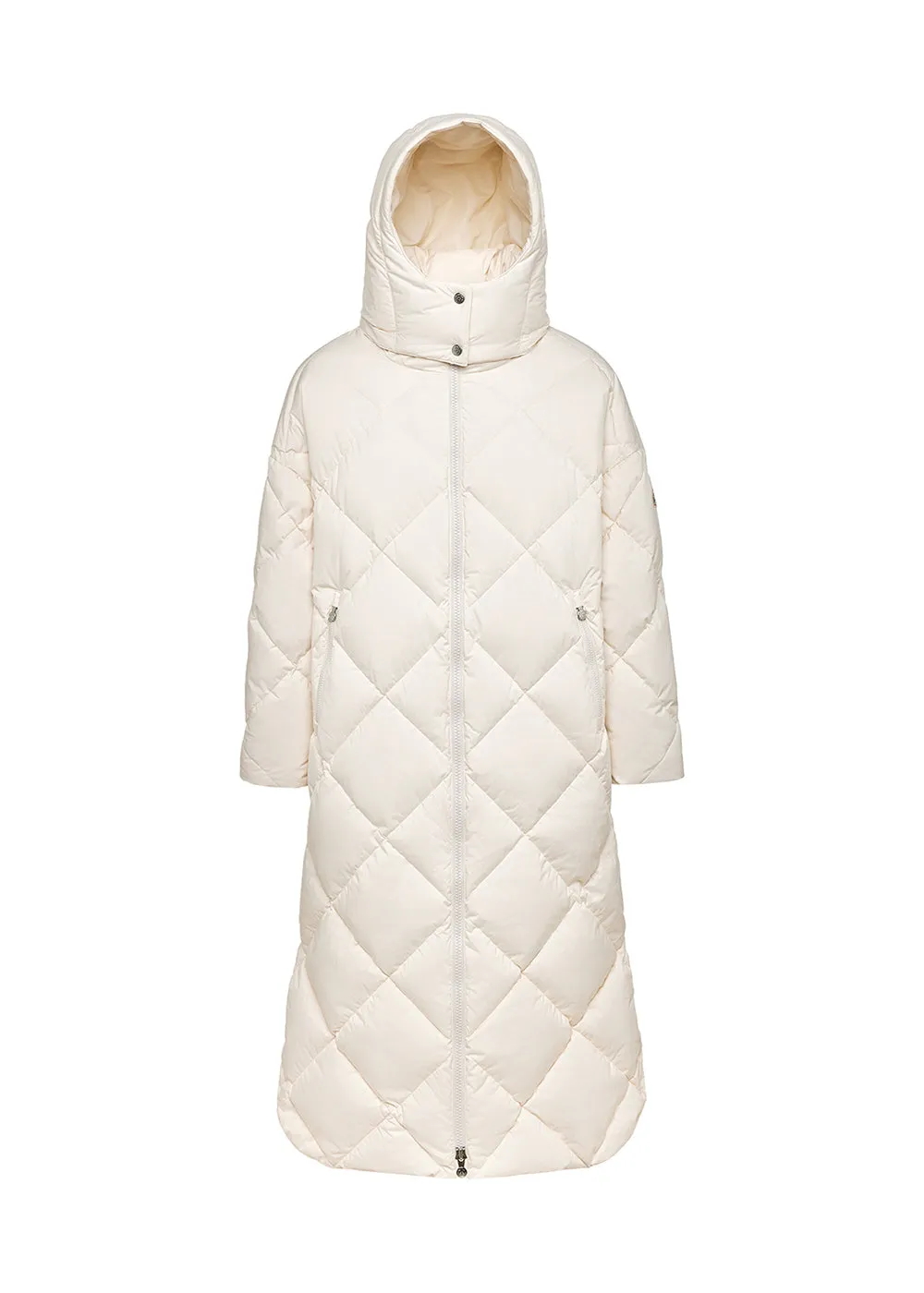 Manteau long pour femme en duvet naturel Pyrenex Adele Coat blanc cassé