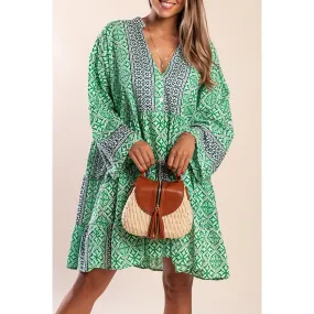 Mini-robe en coton imprimé, vert