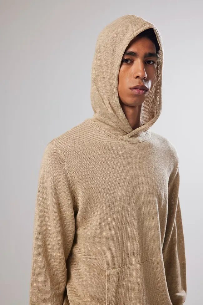 NN07- Mark Regular Linen Hoodie Sweatshirt - Sweat à Capuche en Lin - Col 145 Khaki