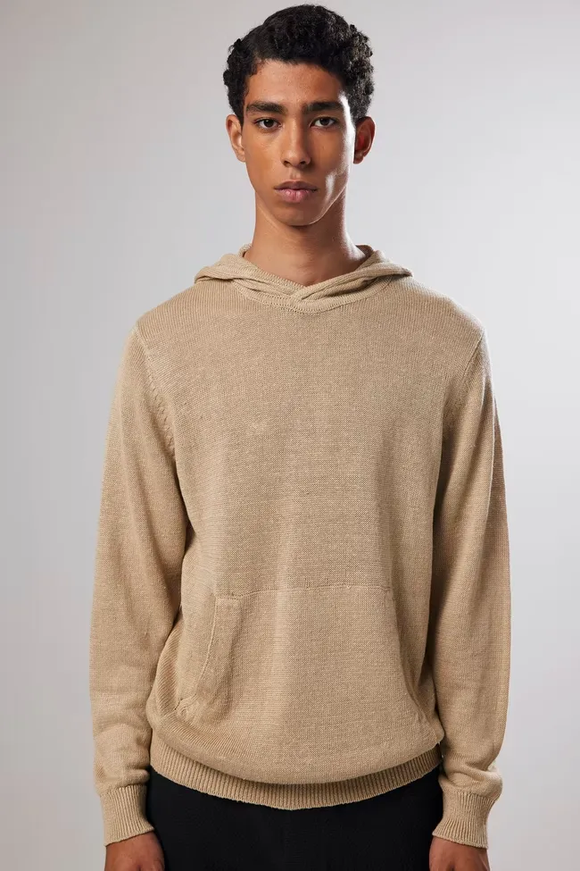 NN07- Mark Regular Linen Hoodie Sweatshirt - Sweat à Capuche en Lin - Col 145 Khaki