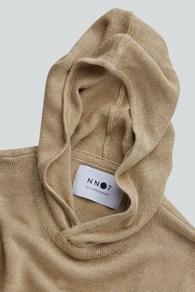 NN07- Mark Regular Linen Hoodie Sweatshirt - Sweat à Capuche en Lin - Col 145 Khaki