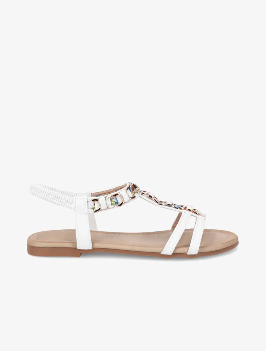 Nu-pieds bijou en simili - Blanc