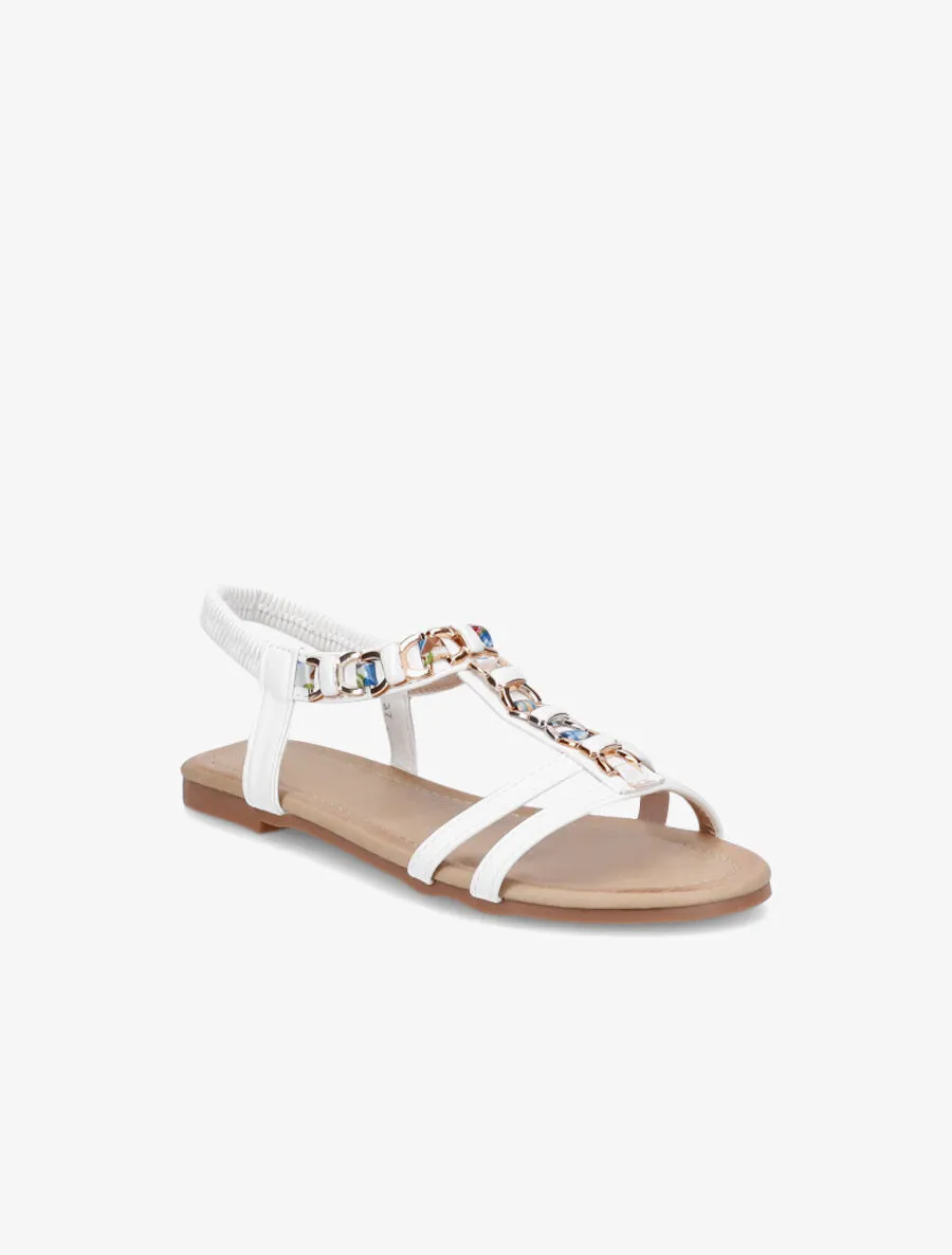 Nu-pieds bijou en simili - Blanc