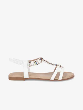 Nu-pieds bijou en simili - Blanc