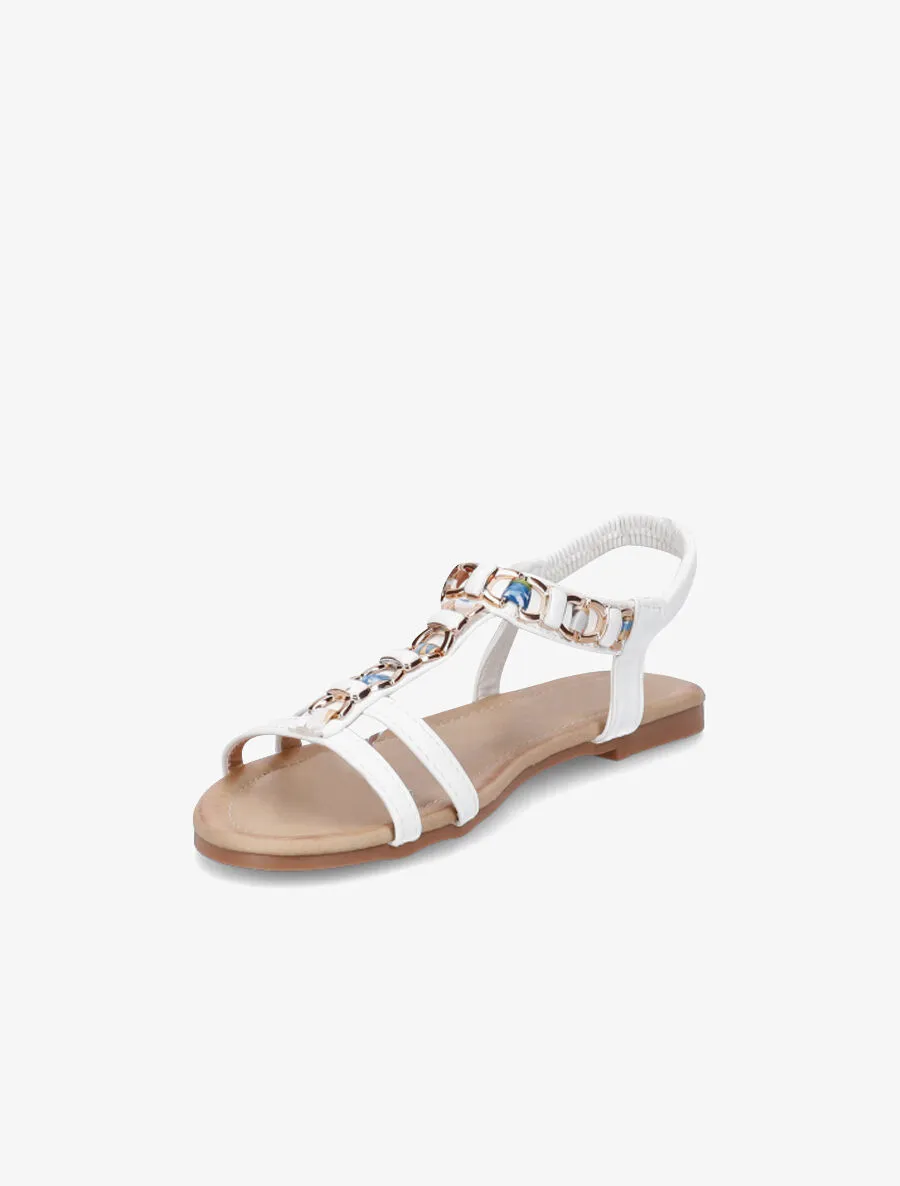 Nu-pieds bijou en simili - Blanc