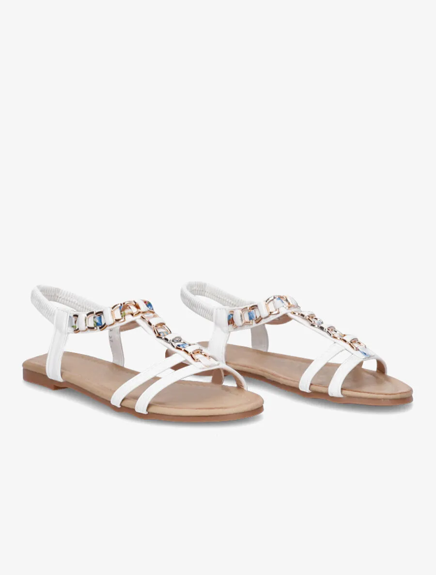 Nu-pieds bijou en simili - Blanc